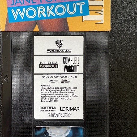 Vtg Jane Fonda’s COMPLETE WORKOUT. VHS. Vtg Collectible. Original. 1989. - Picture 3 of 3